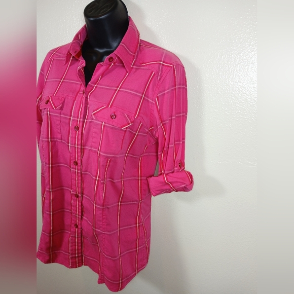 Arc'teryx Women's Melodie Pink Plaid Button Down Shirt size Medium - Picture 5 of 11